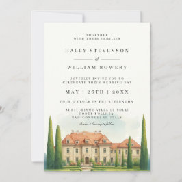 Invitación Italia Villa acuarela Toscana Boda de destino