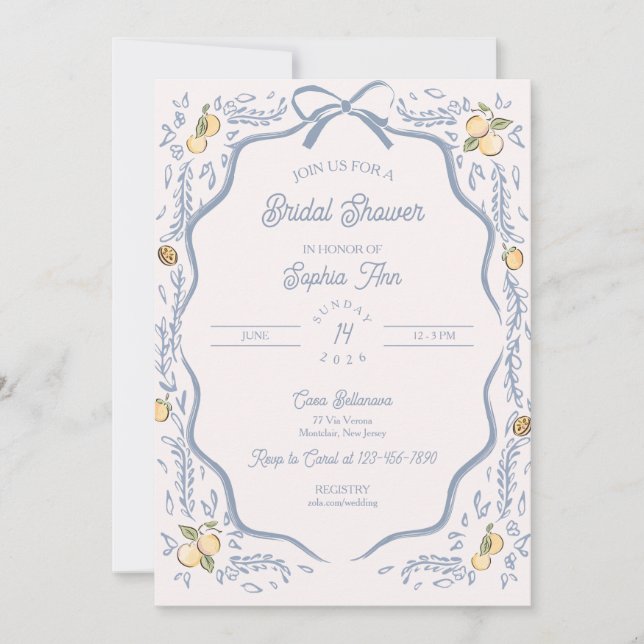 Invitación Italian Amalfi Coastal Bridal Shower Invitation (Anverso)