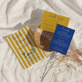 Invitación Italian Blue Yellow Hand Written Painted Wedding