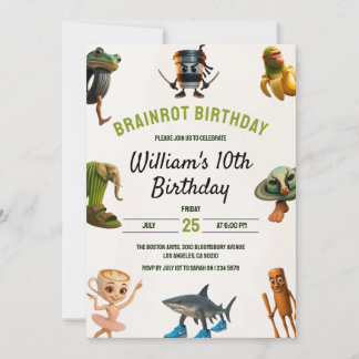 Invitación Italian Brainrot Funny Meme Kids 10th Birthday