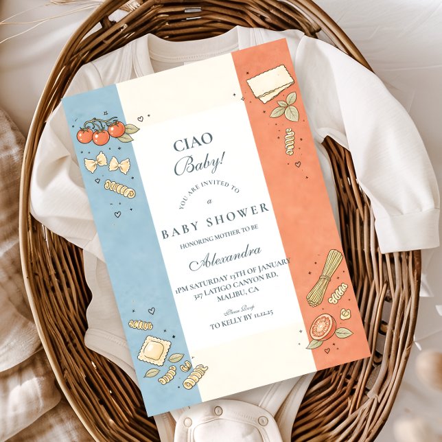 Invitación Italian Café Doodle Baby Shower (Subido por el creador)