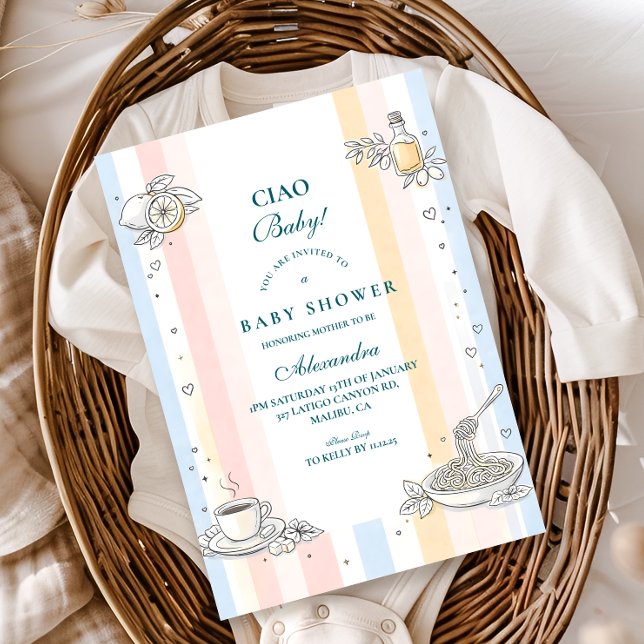 Invitación Italian Café Doodle Baby Shower (Subido por el creador)