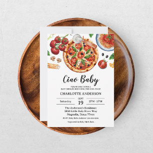 Invitación Italian Ciao Baby Pizza Fiesta de Bebé Roja