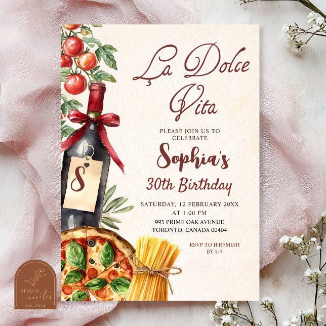 Invitación Italian La Dolce Vita Adult Birthday Invitation (Subido por el creador)