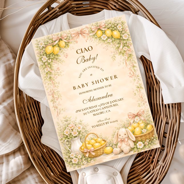 Invitación Italian Lemon Bunny Garden Baby Shower (Subido por el creador)