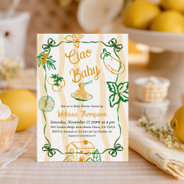 Invitación Italian Lemon Ciao Baby Pasta & Pizza Baby Shower