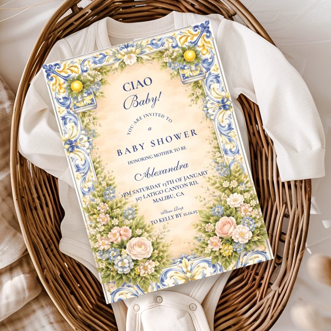 Invitación Italian Lemon Floral Frame Baby Shower (Subido por el creador)