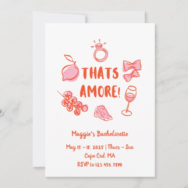 Invitación Italian Summer Bachelorette Invitation  (Anverso)