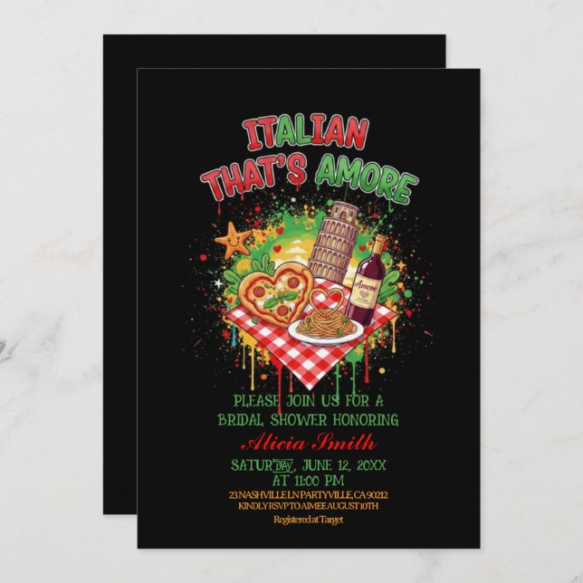 Invitación Italian That's Amore Bridal Shower Invitation (Anverso / Reverso)