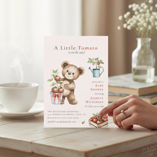 Invitación Italian Theme Teddy Bear Tomato Baby Shower QR (Subido por el creador)