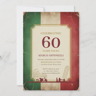 Invitación Italian Vintage 60th Birthday Invitation