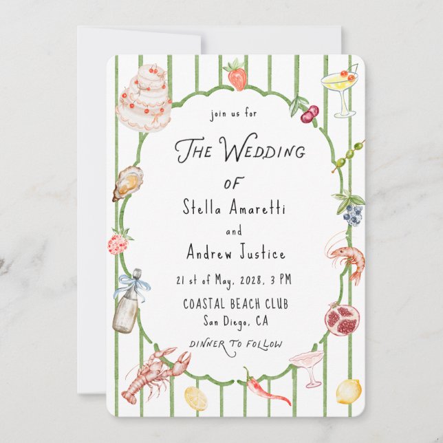 Invitación Italian Watercolor Rustic Wedding Invitation (Anverso)