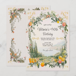Invitación Italiano Amalfi Coastal Lemon floral Cumpleaños
