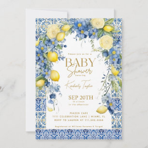Invitación Italiano Lemon Blue Tiles Italia Baby Shower