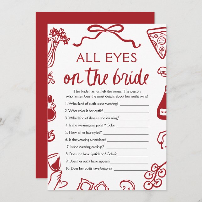 Invitación Italiano Todos Los Ojos En El Juego De Ducha De No (Anverso / Reverso)