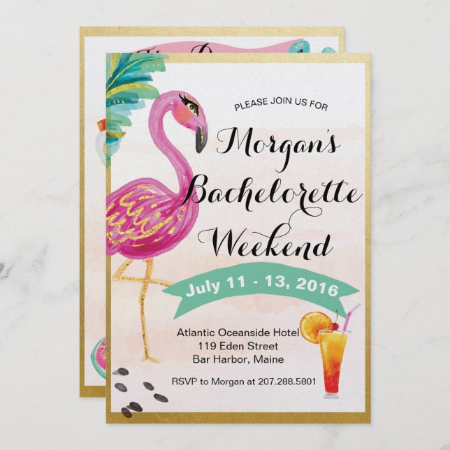 Invitación Itineraria de Fin de Semana de chicas (Anverso / Reverso)