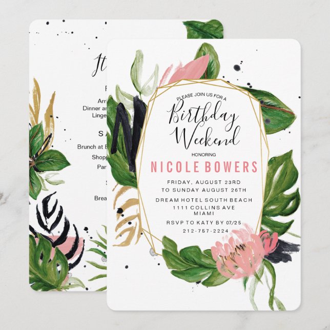 Invitación Itineraria de Fin de Semana de Cumpleañ (Anverso / Reverso)