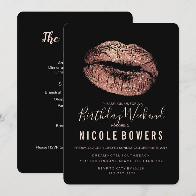 Invitación Itineraria de Fin de Semana de Cumpleañ (Anverso / Reverso)