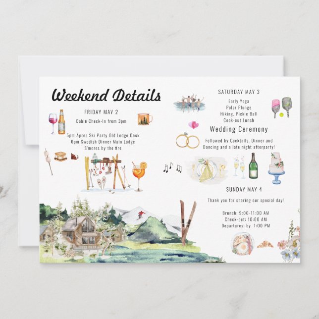 Invitación Itineraria de Mapa de Bodas Ilustrado (Anverso)