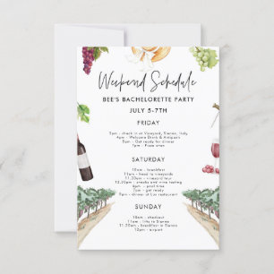 Invitación Itineraria de Wine Bachelorette Weekend