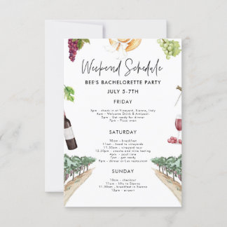 Invitación Itineraria de Wine Bachelorette Weekend