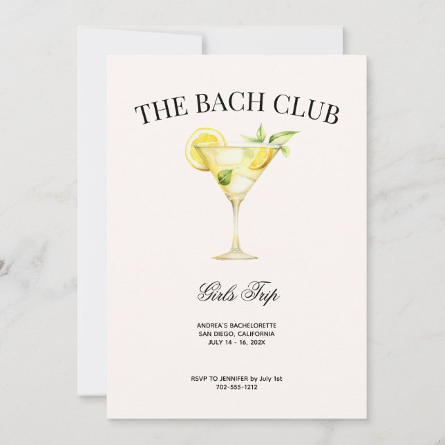 Invitación Itinerario de Bach Cóctel Club Social Limón y (Anverso)