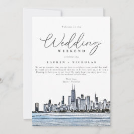 Invitación Itinerario de bienvenida a fin de semana del Boda