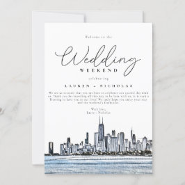 Invitación Itinerario de bienvenida a fin de semana del Boda 