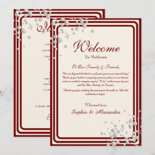 Invitación Itinerario de Boda Clásico Borgoña y Perla Bienven