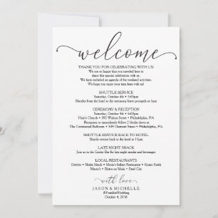 Invitación Itinerario de Boda con Letra Real - Bienvenida de 