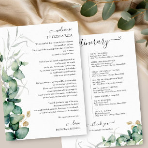 Invitación Itinerario de Boda de Fin de Semana Verde Eucalipt