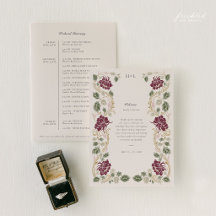 Itinerario de boda floral de Borgoña Art Nouveau