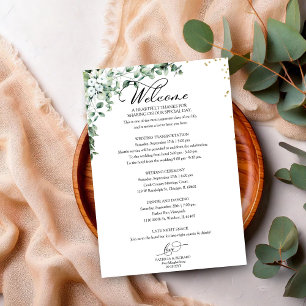 Invitación Itinerario de Boda Greenery - Bienvenida a la Boda