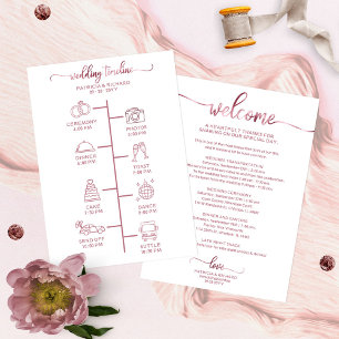 Invitación Itinerario de Boda Icono Chic Letra de Boda Bienve