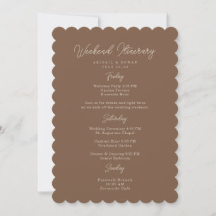 Invitación Itinerario de Boda Minimalista Beige Marrón Modern