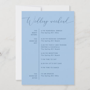 Invitación Itinerario de Boda Pastel Sky Blue Cronología de
