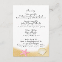 Invitación Itinerario de Boda Rosa Concha de Playa Sparkle