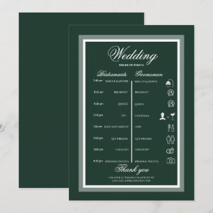 Invitación Itinerario de boda verde 