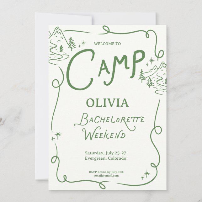 Invitación Itinerario de Camping Verde para Despedida de Solt (Anverso)