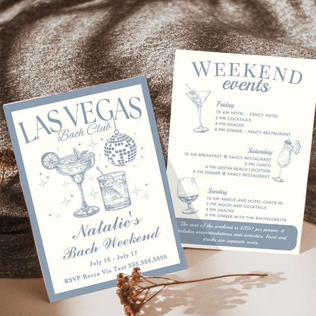 Invitación Itinerario de cóctel social de despedida de solter (Subido por el creador)