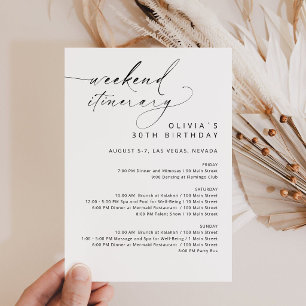 Invitación Itinerario de cumpleaños de fin de semana de oro f