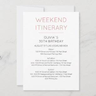 Invitación Itinerario de cumpleaños de fin de semana elegante