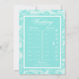 Invitación Itinerario de damasco verde itinerario