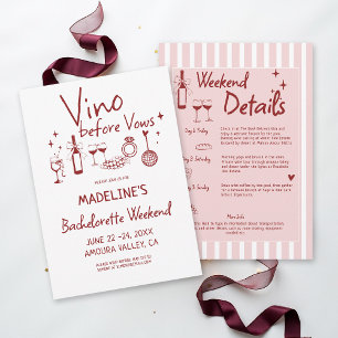 Invitación Itinerario de degustación de vino de soltera en la