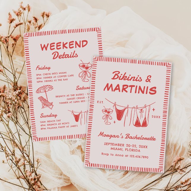Invitación Itinerario de despedida de soltera con bikinis y m (Subido por el creador)