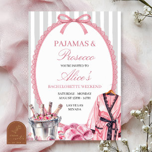 Invitación Itinerario de despedida de soltera con pijamas ros