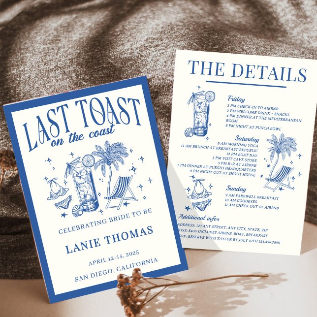 Invitación Itinerario de despedida de soltera de Last Toast o (Subido por el creador)