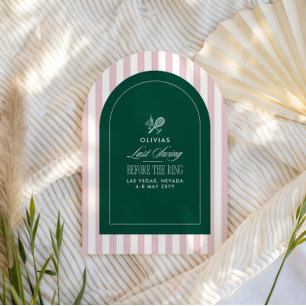 Invitación Itinerario de despedida de soltera de tenis verde 