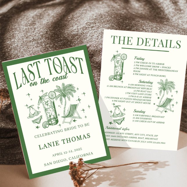 Invitación Itinerario de despedida de soltera en la costa Últ (Subido por el creador)