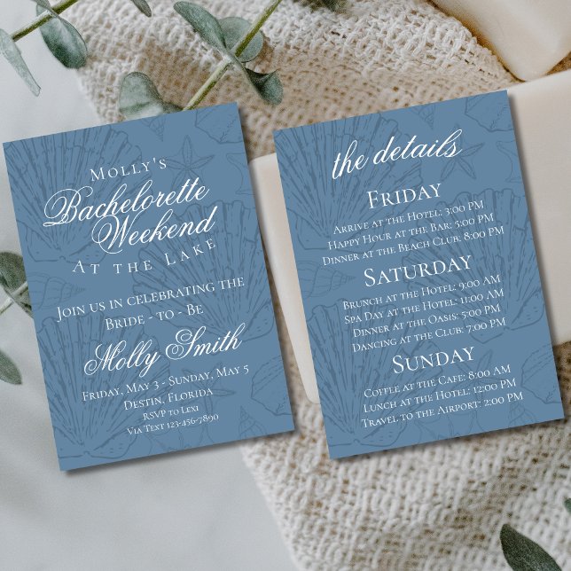 Invitación Itinerario de despedida de soltera en la playa de  (Lake Bach Weekend invite with modern font – perfect for engagement or bridal celebrations!)